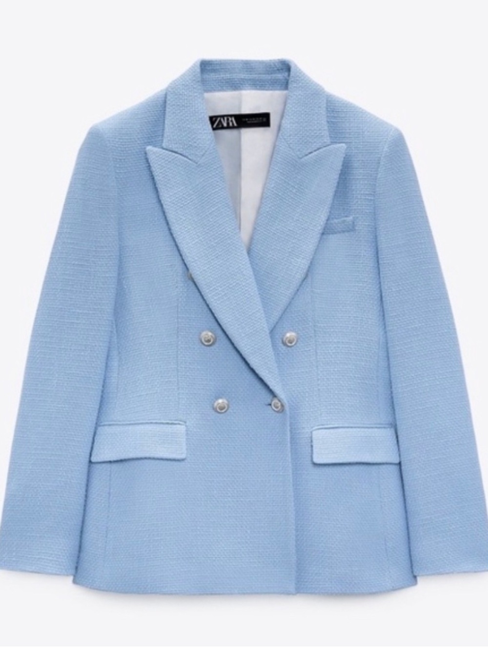 Zara Pastel Blue Double-Breasted Blazer